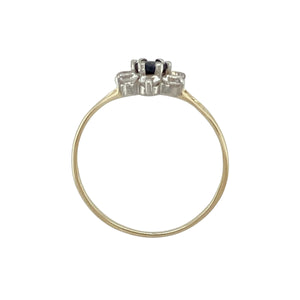 9ct Gold Sapphire & Cubic Zirconia Set Flower Cluster Ring