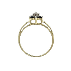 9ct Gold Diamond & Sapphire Set Flower Cluster Ring