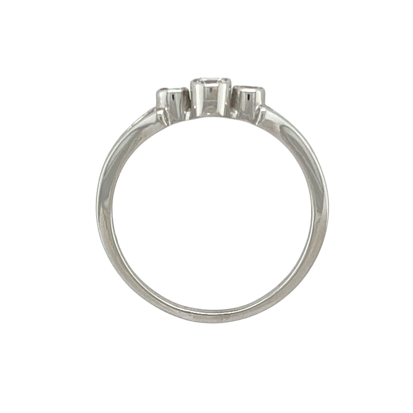 18ct White Gold & Diamond Rubover Set Ring