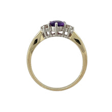 Load image into Gallery viewer, 9ct Gold Diamond &amp; Amethyst Set Trilogy Ring
