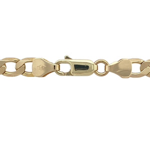 Bring bold shine and classic design to your collection with this pre-owned 9ct yellow gold curb chain, offering a substantial look and timeless appeal—perfect for making a statement on its own or pairing with a favourite pendant.

Design: This 20-inch curb chain features flat, interlocking links that lie smoothly against the skin. With a 5mm link width, it delivers a confident, eye-catching profile suited for everyday wear or special occasions.
