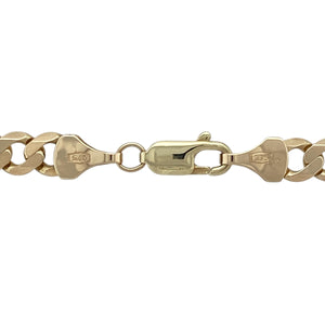 Bring bold presence and classic appeal to your collection with this pre-owned 9ct yellow gold curb chain, featuring a solid link design and high-polish finish—perfect for everyday confidence or standout layering.

Design: This 18-inch curb chain features flat, interlocking links with a 6mm width, offering a sleek, structured look that lies comfortably along the neckline while making a strong visual impact.
