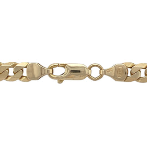 Bring bold elegance and lasting style to your collection with this pre-owned 9ct yellow gold curb chain, featuring wide links and a substantial weight—perfect for standout everyday wear or layered luxury.

Design: This 20-inch curb chain showcases flat, interlocking links with a 5mm width, offering a strong, structured look that sits smoothly along the neckline.
