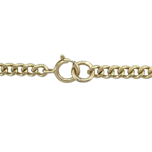 Bring classic sophistication and everyday strength to your collection with this pre-owned 9ct yellow gold curb chain, featuring a sleek profile and polished finish—perfect for timeless, versatile wear.

Design: This 22-inch curb chain features flat, interlocking links with a 3mm width, offering a clean and structured look that rests comfortably along the neckline.
Material: Made from 9-carat yellow gold, the chain’s polished finish enhances its warm tone and adds a refined glow to the overall design.
