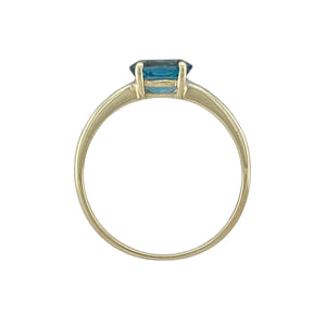 9ct Gold Diamond & Blue Topaz Set Ring