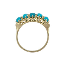 Load image into Gallery viewer, 9ct Gold &amp; Turquoise Set Vintage Style Band Ring
