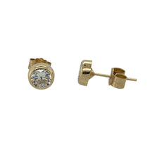 Load image into Gallery viewer, 9ct Gold &amp; Cubic Zirconia Rubover Set Stud Earrings
