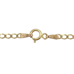 Bring classic simplicity and everyday versatility to your collection with this pre-owned 9ct yellow gold curb chain, featuring a fine link design—perfect for solo wear or pairing with your favourite pendant.

Design: This 24-inch curb chain features 2mm wide links in a traditional interlocking pattern, offering a sleek and timeless silhouette that drapes comfortably along the neckline.
