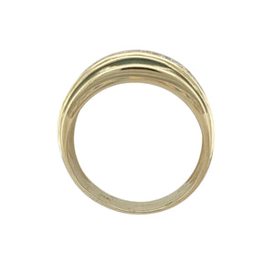 9ct Gold & Diamond Green Enamel Zig Zag Wide Band Ring