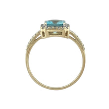 Load image into Gallery viewer, 9ct Gold Diamond &amp; Blue Topaz Set Halo Ring
