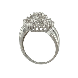 9ct White Gold & Diamond Set Cluster Ring