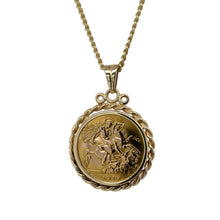 Load image into Gallery viewer, 9ct Gold Half Sovereign Mount with 22ct Gold Half Sovereign 18&quot; Necklace
