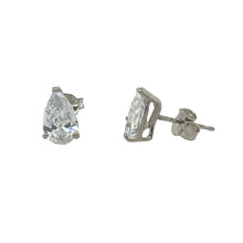 Load image into Gallery viewer, 9ct White Gold &amp; Cubic Zirconia Teardrop Stud Earrings
