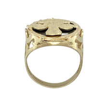 Load image into Gallery viewer, 9ct Gold Black Stone Backed Three Feather Signet Ring
