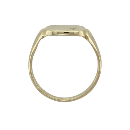 9ct Gold & Diamond Set Patterned Signet Ring