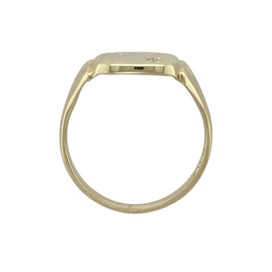 9ct Gold & Diamond Set Patterned Signet Ring