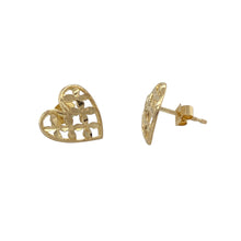 Load image into Gallery viewer, 9ct Gold Open Patterned Heart Stud Earrings
