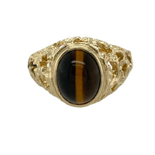 Load image into Gallery viewer, 9ct Gold &amp; Tiger&#39;s Eye Oval Signet Ring

