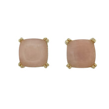 Load image into Gallery viewer, Add bold colour and striking symmetry to your collection with these pre-owned 9ct yellow gold and pink stone square stud earrings—perfect for standout elegance with a vibrant touch.

Design: Each earring features a large 10mm by 10mm square-cut pink stone, offering a bold pop of colour and a clean, geometric silhouette.
Material: Made from 9-carat yellow gold, the polished finish frames the vivid stones beautifully, enhancing their sparkle and saturation.


