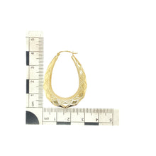 Load image into Gallery viewer, 9ct Gold Patterned Oval Creole Earrings
