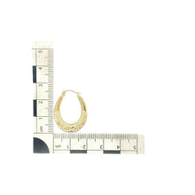 Load image into Gallery viewer, 9ct Gold Heart Patterned Oval Creole Earrings
