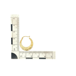 9ct Gold Leaf Patterned Hoop Creole Earrings