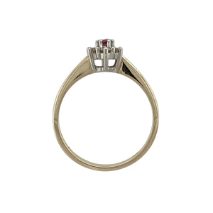9ct Gold Diamond & Ruby Set Flower Cluster Ring