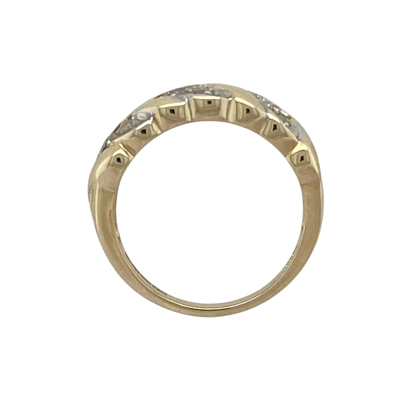 9ct Gold & Diamond Set Plaited Band Ring