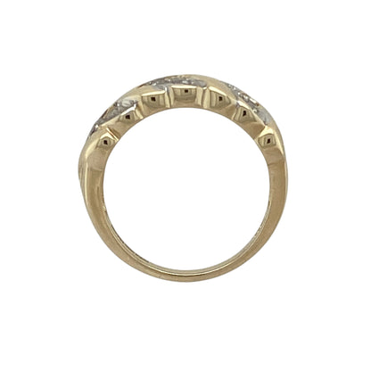 9ct Gold & Diamond Set Plaited Band Ring
