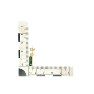 9ct Gold & Green Stone Rectangle Drop Earrings