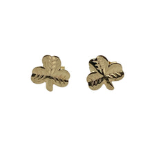 Load image into Gallery viewer, Bring playful charm and delicate style to your jewellery collection with these pre-owned 9ct yellow gold three clover stud earrings—a light and whimsical pair with timeless appeal.

Design: Each earring features a three-leaf clover design, symbolising luck and positivity with a simple and elegant silhouette.
Material: Made from 9-carat yellow gold, the polished finish adds warmth and a soft shine to the delicate clover shape.

