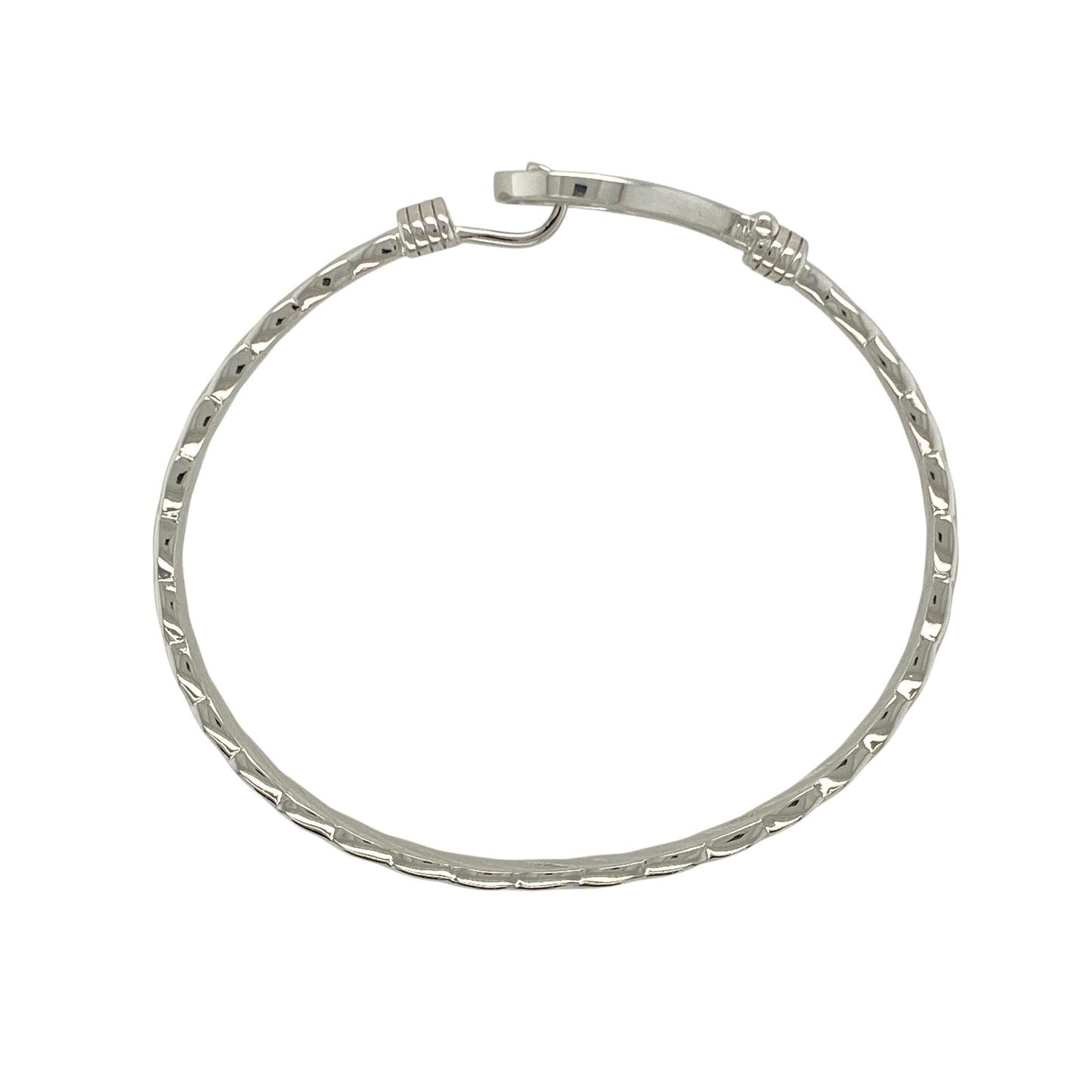 New Solid 925 Silver & Cubic Zirconia Children's Horseshoe Twisted Bangle