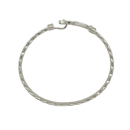 New Solid 925 Silver & Cubic Zirconia Children's Horseshoe Twisted Bangle