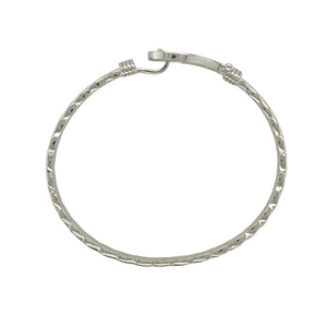 New Solid 925 Silver & Cubic Zirconia Children's Horseshoe Twisted Bangle