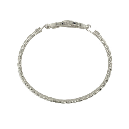 New Solid 925 Silver & Cubic Zirconia Children's Double Horseshoe Twisted Bangle
