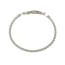 Load image into Gallery viewer, New Solid 925 Silver &amp; Cubic Zirconia Children&#39;s Double Horseshoe Twisted Bangle
