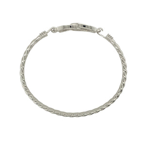 New Solid 925 Silver & Cubic Zirconia Children's Double Horseshoe Twisted Bangle