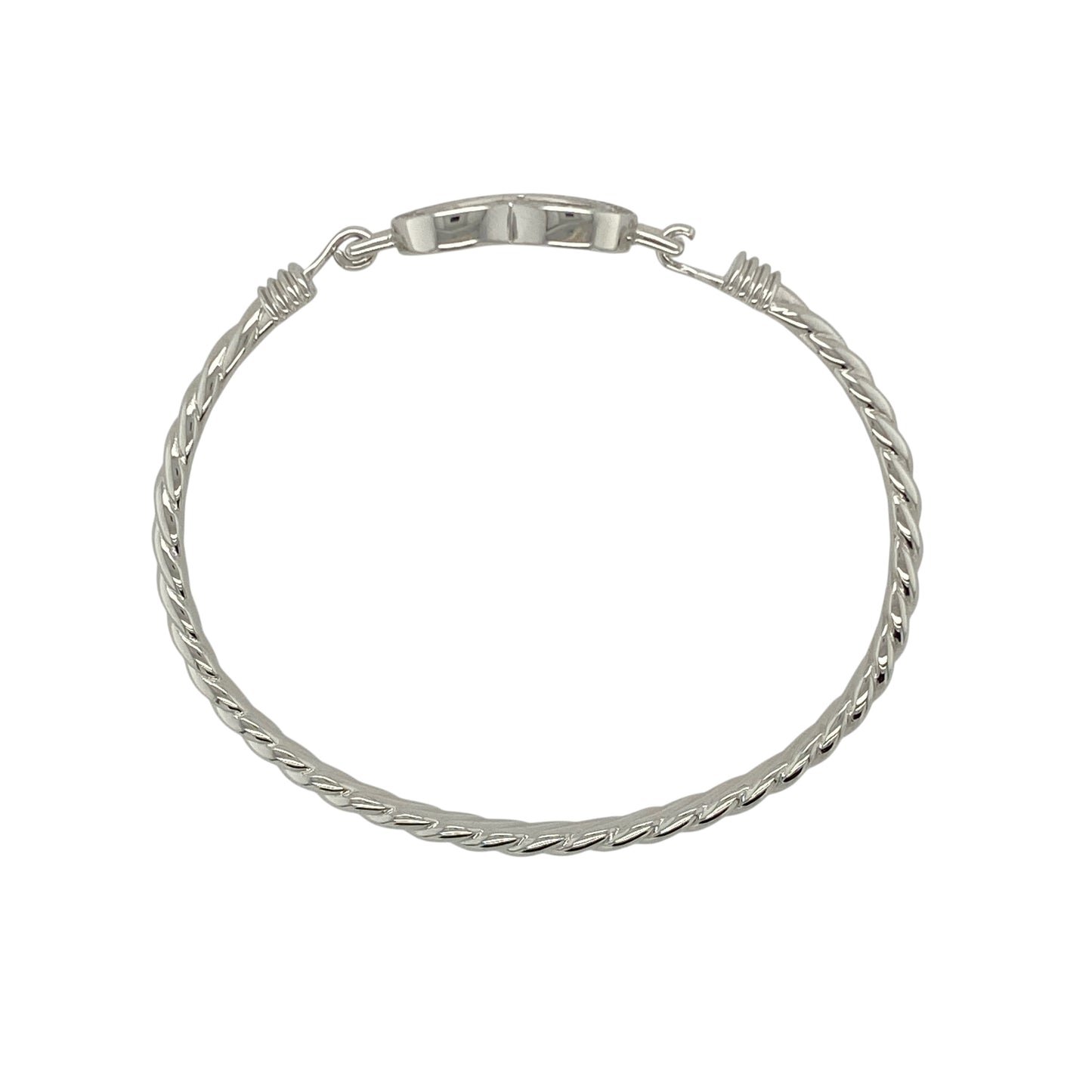 New Solid 925 Silver & Cubic Zirconia Children's Open Heart Twisted Bangle