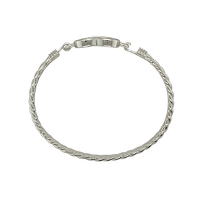 New Solid 925 Silver & Cubic Zirconia Children's Open Heart Twisted Bangle