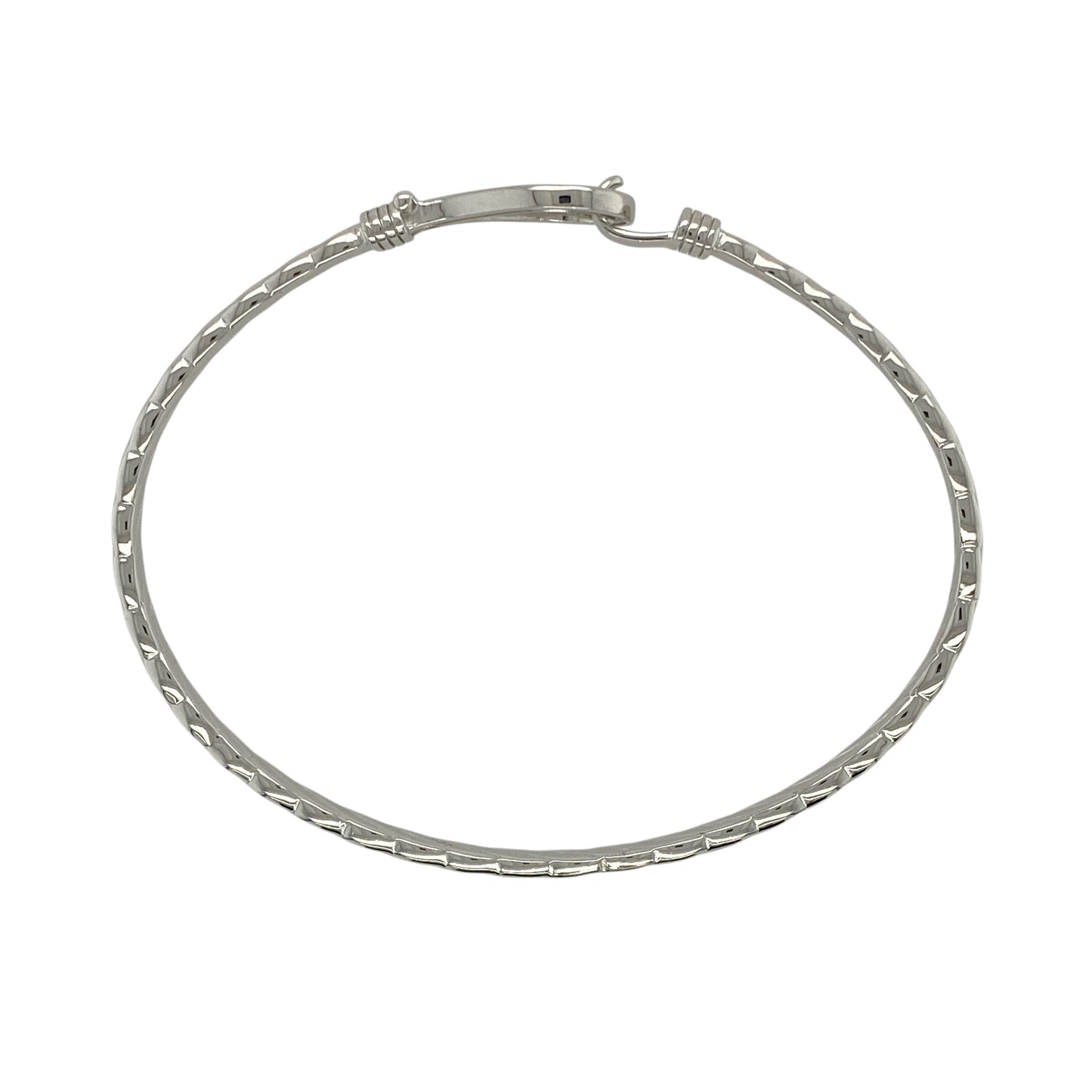 New Solid 925 Silver & Cubic Zirconia Horseshoe Twisted Bangle