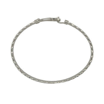 New Solid 925 Silver & Cubic Zirconia Horseshoe Twisted Bangle
