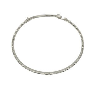 New Solid 925 Silver & Cubic Zirconia Horseshoe Twisted Bangle