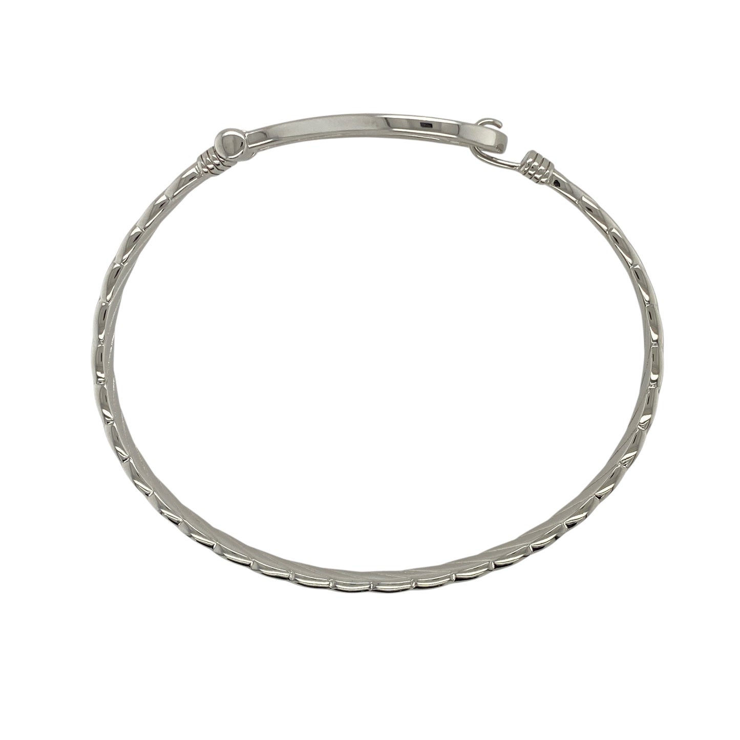 New Solid 925 Silver & Cubic Zirconia Horseshoe Twisted Bangle
