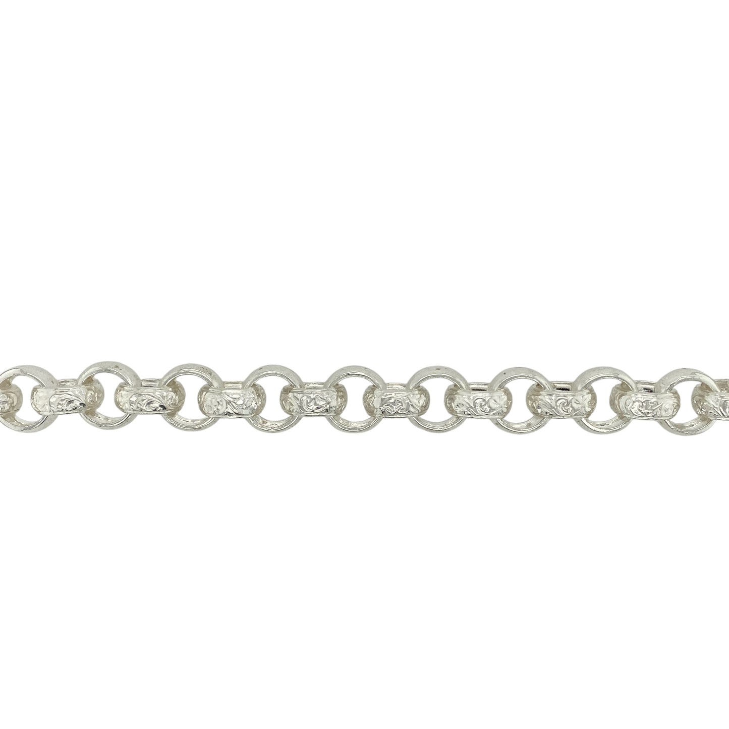New 925 Silver 9" Patterned Engraved Belcher Bracelet