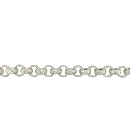 New 925 Silver 9" Patterned Engraved Belcher Bracelet