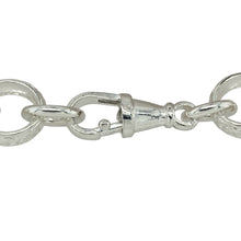 Load image into Gallery viewer, Bring classic design and detailed texture to your jewellery collection with this new 925 silver 8.5&quot; patterned engraved belcher bracelet—a bold and stylish piece with a mix of smooth and ornate finishes.

Design: Featuring 11mm wide belcher links, the bracelet alternates between polished plain links and intricately engraved patterned links for a distinctive and elegant look.


