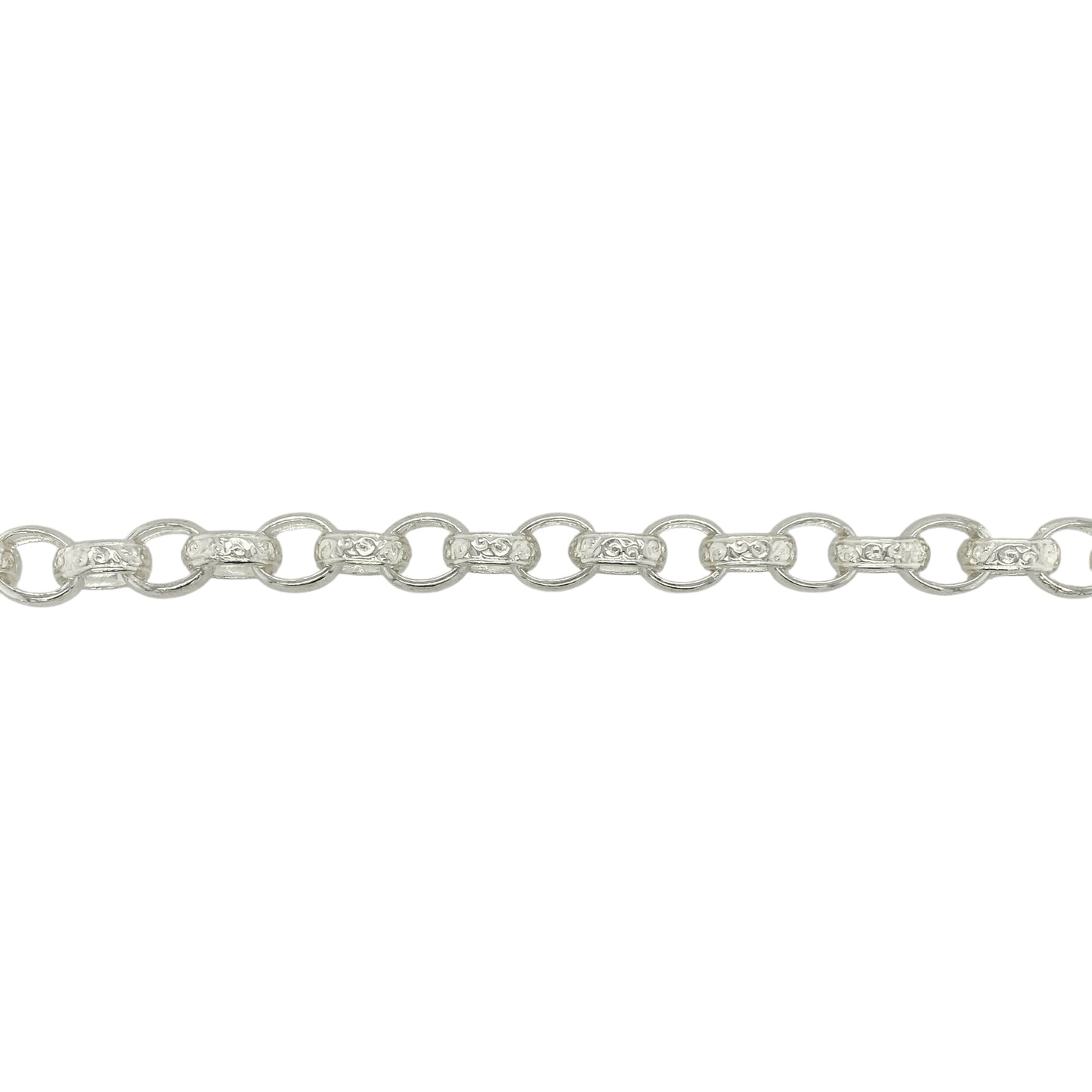 New 925 Silver 7.5" Patterned Engraved Gypsy Style Bracelet