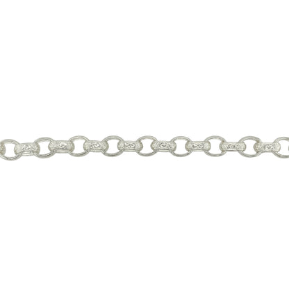 New 925 Silver 7.5" Patterned Engraved Gypsy Style Bracelet