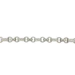 New 925 Silver 8.5" Patterned Engraved Gypsy Style Bracelet