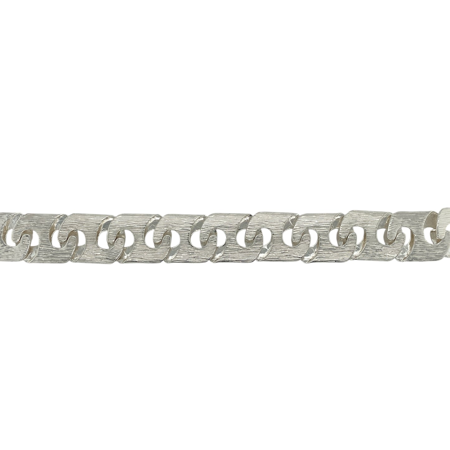 New 925 Silver 8" Patterned Bali Link Bracelet